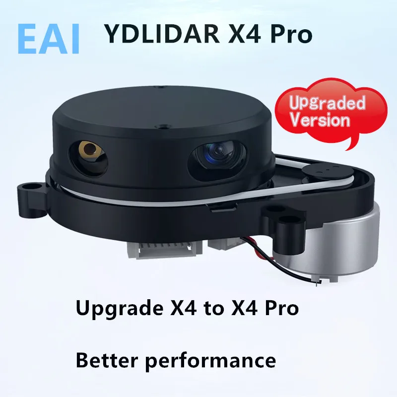 

EAI YDLIDAR X4 PRO Диапазон 10 м Навигация и предотвращение препятствий 360° ° Угол сканирования EAI X4 PRO ROS Обучающий робот