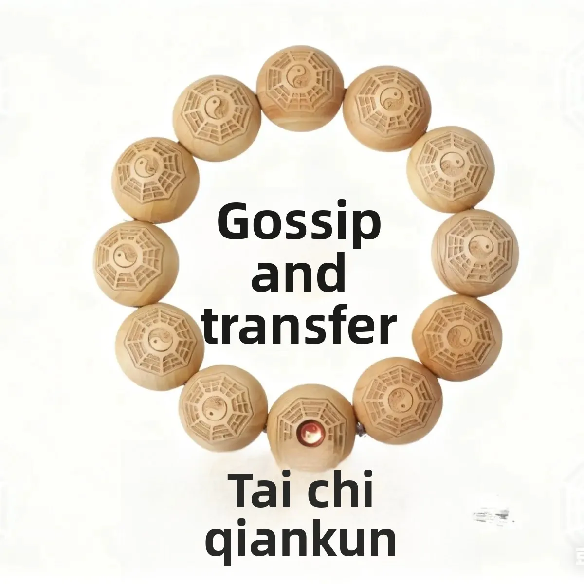 Natural Taoism Carving Tai Chi Beaded Bracelet Thuja Wood Lucky Mixed Beads Bagua Bracelet Men's 2.0mm HandString Wooden Jewelry