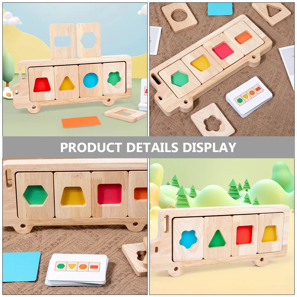 1 Set Geometric Shapes Wooden Puzzle Color Learning Educational Early Developmental Matching Game for Toddlers