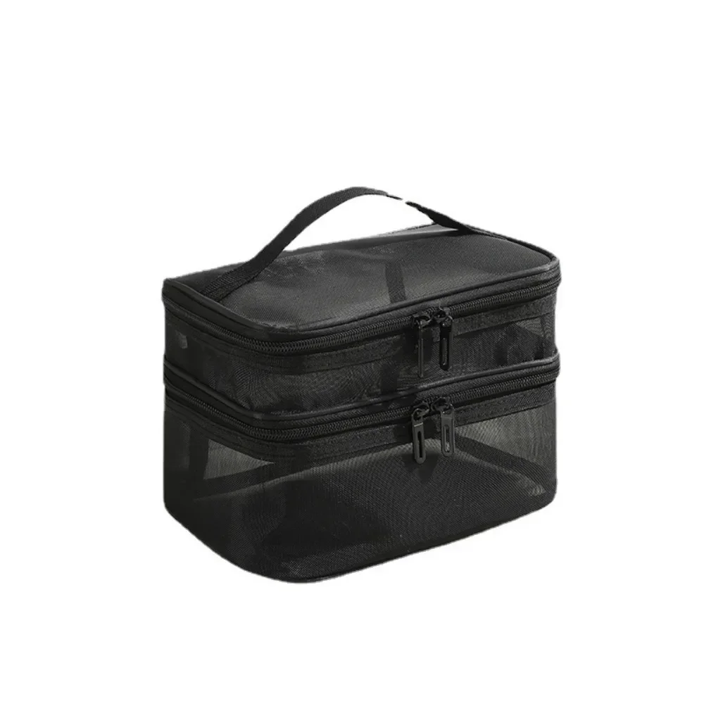 2-lagige Reise-Kosmetik-Organizer-Tasche, transparent, faltbar, Netz-Reißverschluss, Aufbewahrungstasche, großes Fassungsvermögen, Make-up-Waschset-Tasche, 2025 – Detail 2