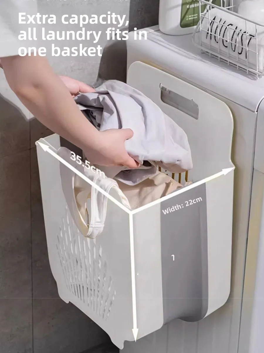 

Creative Foldable Laundry Basket for Home Use Wall Mounted Dirty Clothes Hamper Multi-Functional Storage Basket for Closet