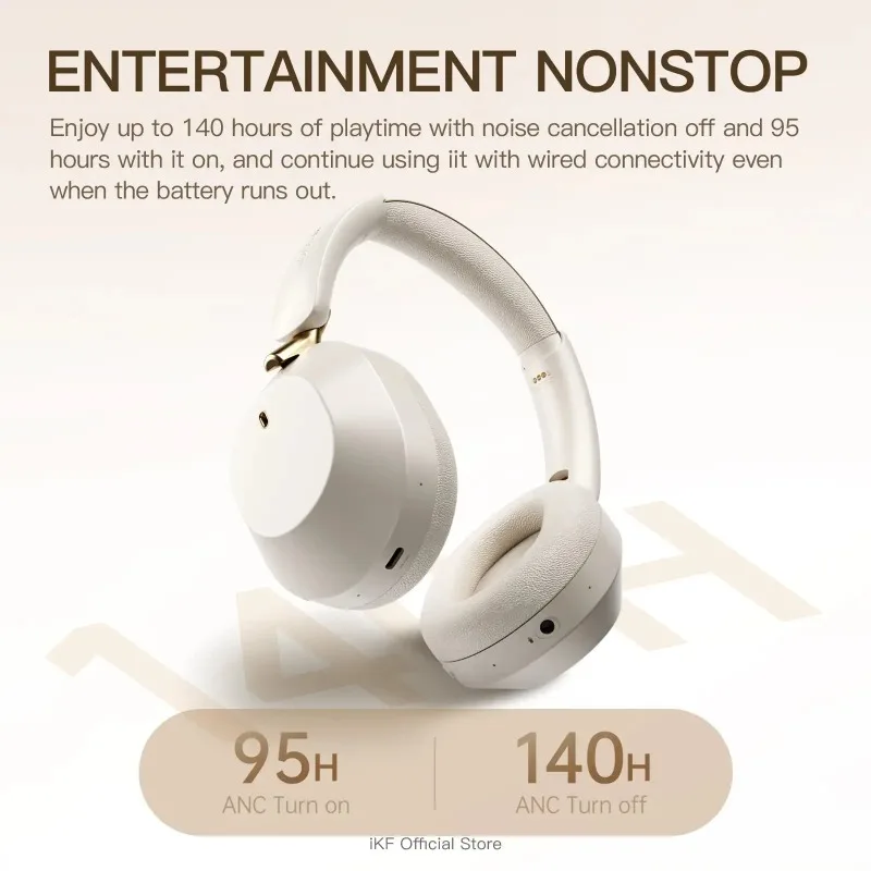 IKF Solo Pro Wireless Bluetooth 6.0 Headphone Smart Stereo ANC Sport Portable Headsets Noise Reduction Custom Light Weight Gift