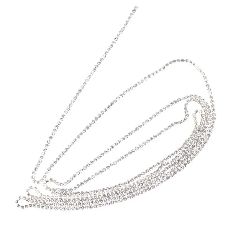 Premium Sparkling Nail Art Chain 1 Pack Silvery Metal with Diamond for Home DIY Manicure Professional Nail Salon Supplies