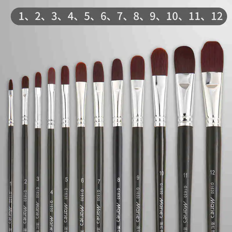 

Nylon Duck Tongue Acrylic Brush Set Burgundy Gouache Oil Pen Student Beginner Painting Supplies Single Pc 6/12 Pcs Paint Brushes