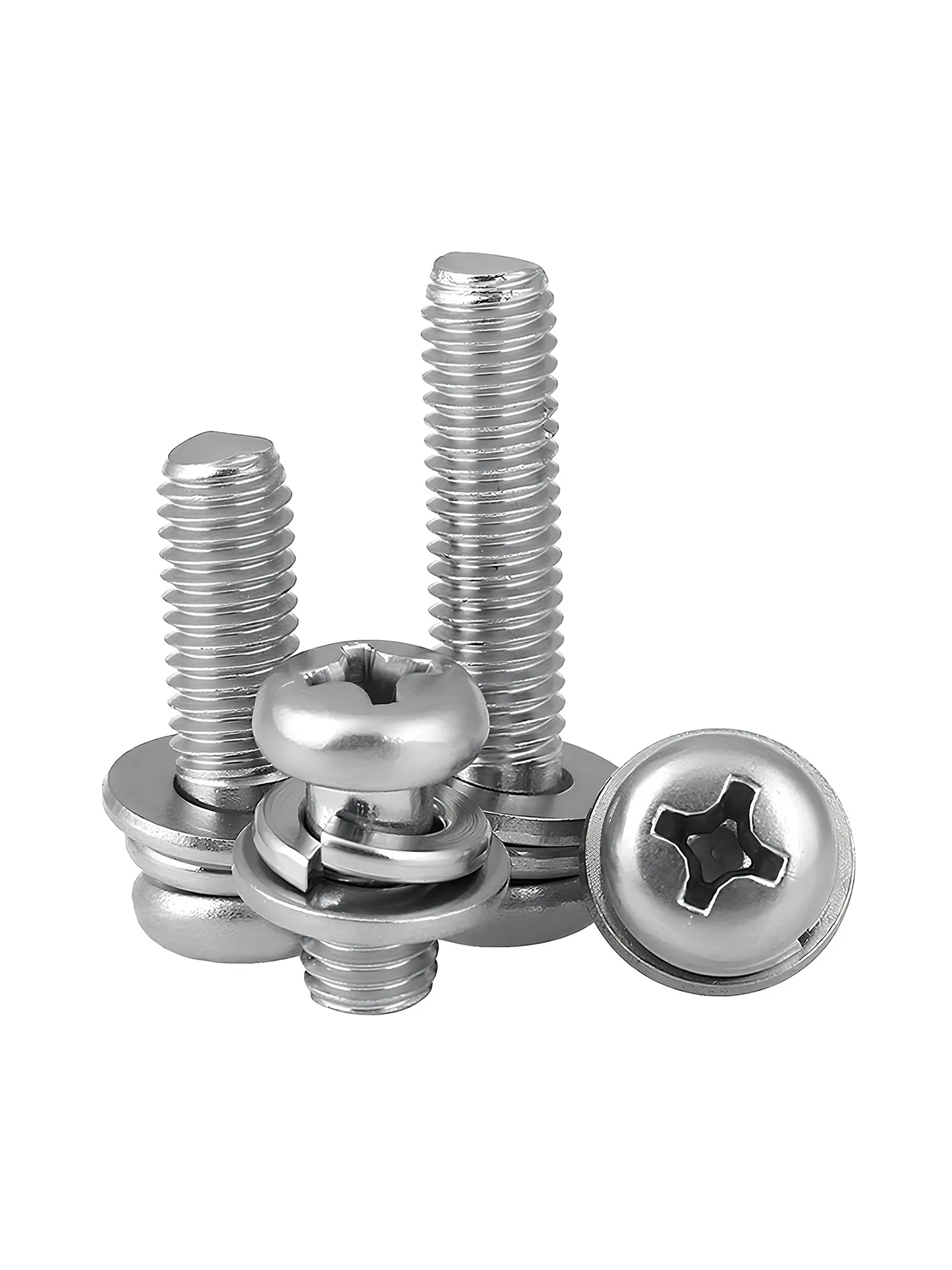 304 Stainless Steel Three Combination Machine Screw M2 M3 M4 M5 M6 M8 M10 Cross Recessed Pan Head Screw with Washer