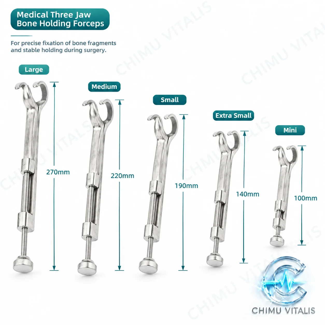 【CHIMU VITALIS】 Three-Claw Gripper Forceps Instrument for Fixation and Restoration