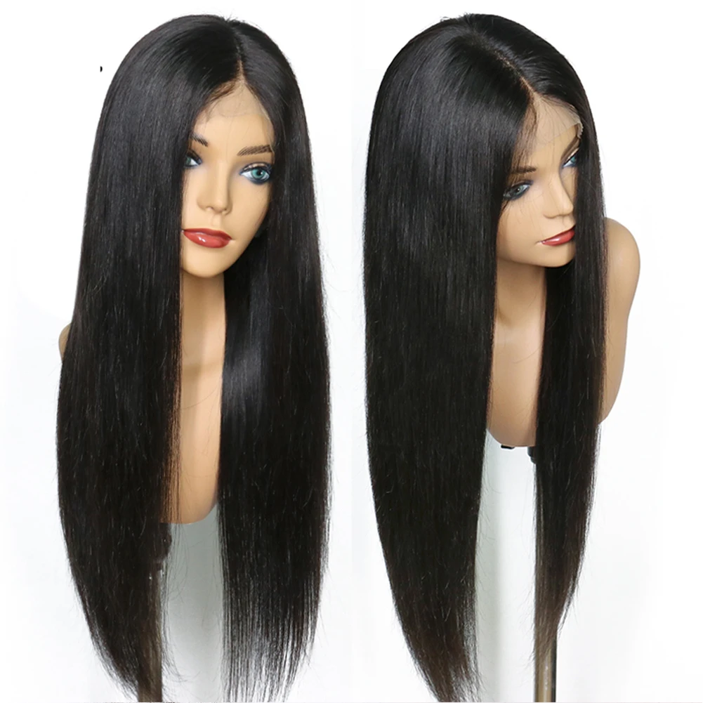 Black Synthetic Lace Front Wigs for Women Long Straight Wig Glueless Lace Wig Heat Resistant Fiber Cosplay Daily Wear Synthetic