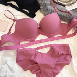 2 Pieces High Quality Women Underwear Set Sexy Hollow Push Up Bra Set Seamless Lingerie Romantic Rose Thicken Bras and Panties