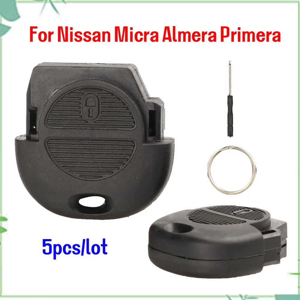 Jingyuqin New 5pcs 2 Button Remote Flip Fob Car Key Shell Case Cover Styling For Nissan Micra Almera Primera X-Trail Replacement
