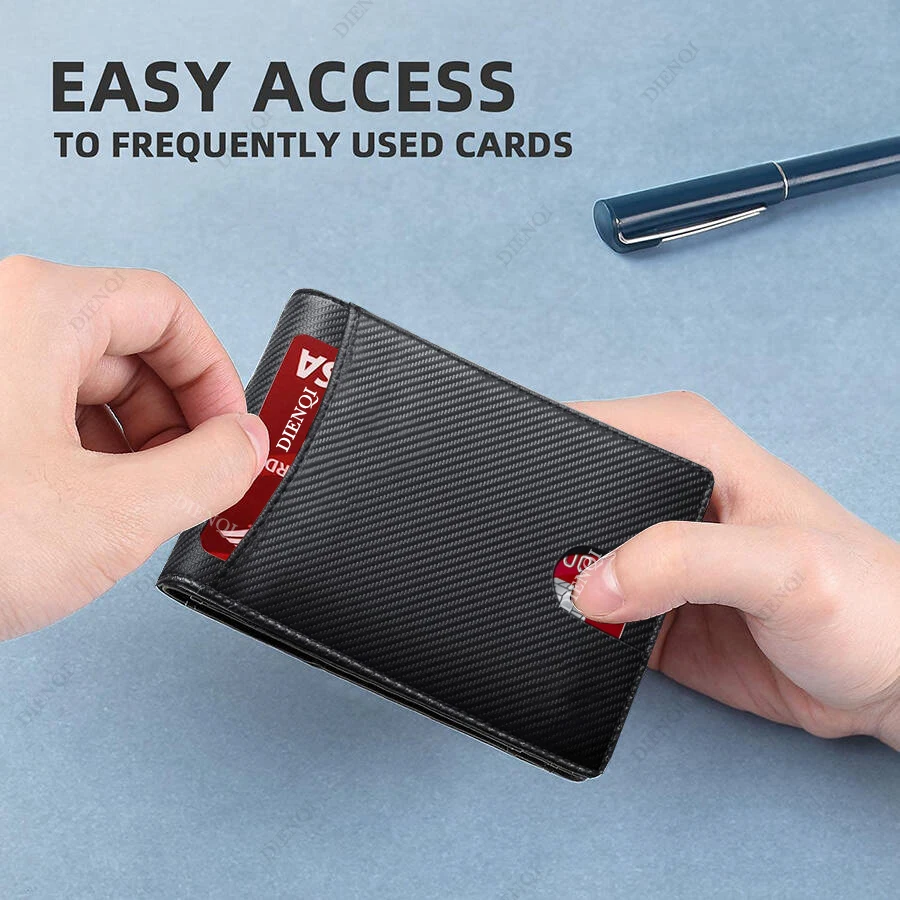 Rfid Carbon Fiber Men Wallets Man Card Holder Money Bag Slim Thin Mini Wallet Male Small Short Purse Black Walet Billfold Vallet - view 4