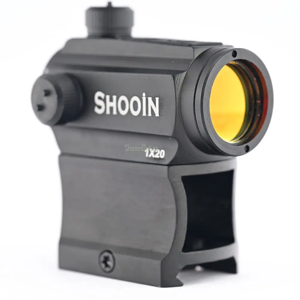 

Shooin Optics 1x20 Red Dot Sight 2 MOA Collimator With High/Low 21mm Mount Base M1997