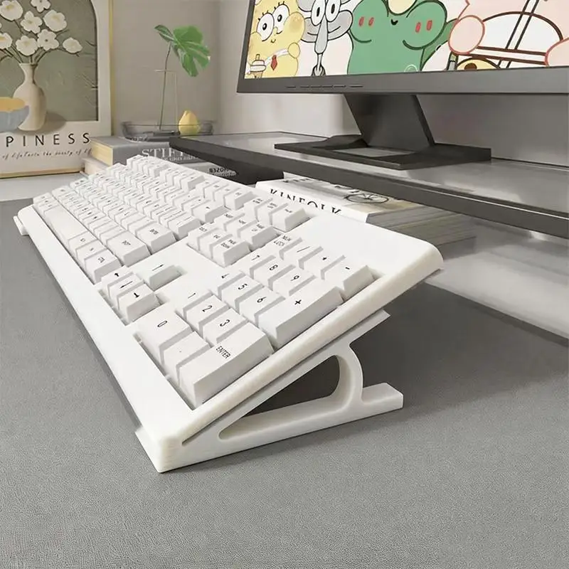【1Pair Portable Keyboard Elevated Non-Slip Stand Raised Keyboard Angle Plastic Computer Keyboard Riser Monitor Holder】