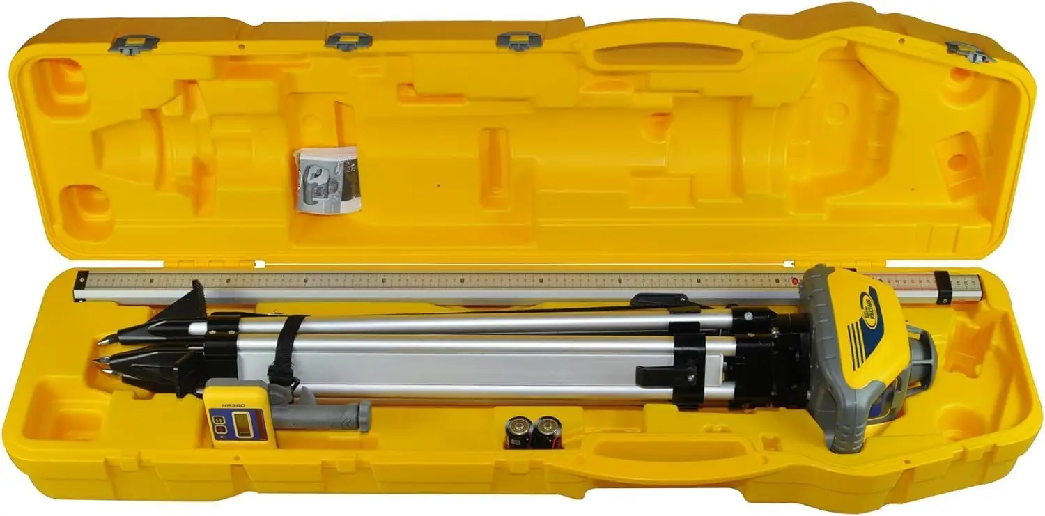 LL100N-2 Laser Level Kit with HR320 Receiver and Clamp, 15' Grade Rod (Inches), Tripod, and System Case , Yell