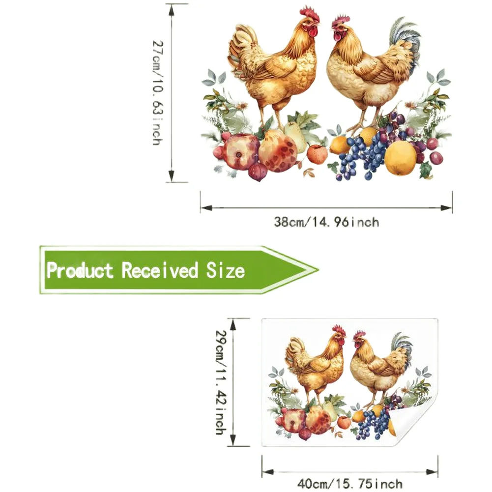 PVC Rooster Window Sticker Waterproof Oilproof Self Decal for Rural Style Kitchen Living Room Bedroom Decoration