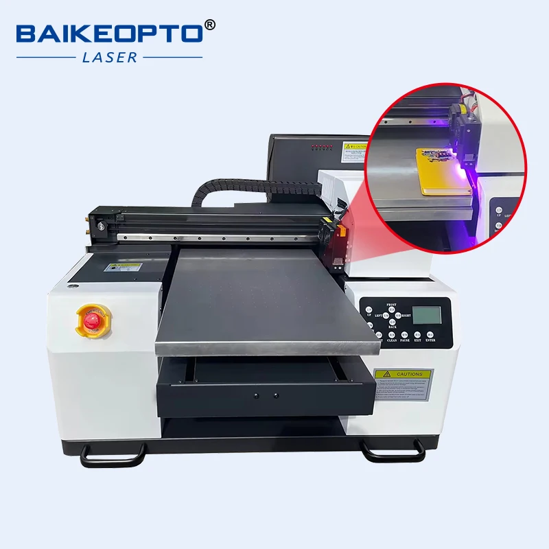 Automated A3 32*45cm Small Size UV Flatbed Inkjet Printer for Plastic Stone Aluminum Wood Glass Rigid bottle printing