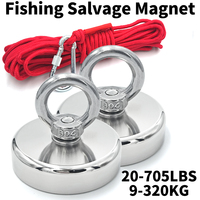 D16~D42mm Super Strong Neodymium Fishing Magnet N52 Heavy Duty Rare Earth Magnet with Countersunk Hole Eyebolt Salvage Magnetic