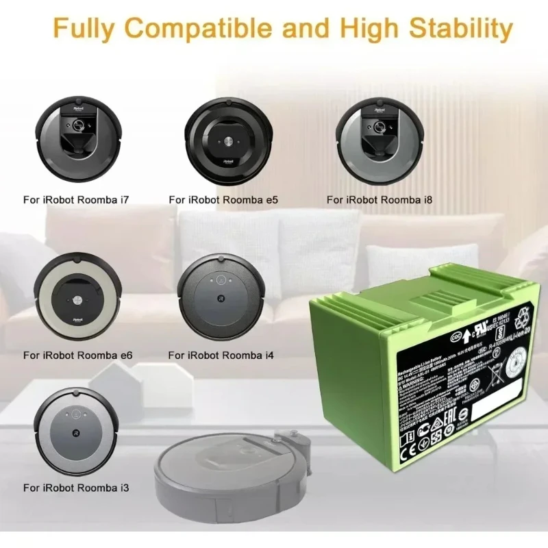 아이로봇 룸바 I7, I3, I4, I5, I6, I7, I8, J7, E5 시리즈 진공 청소기용 14.4V 다중 용량 충전식 배터리