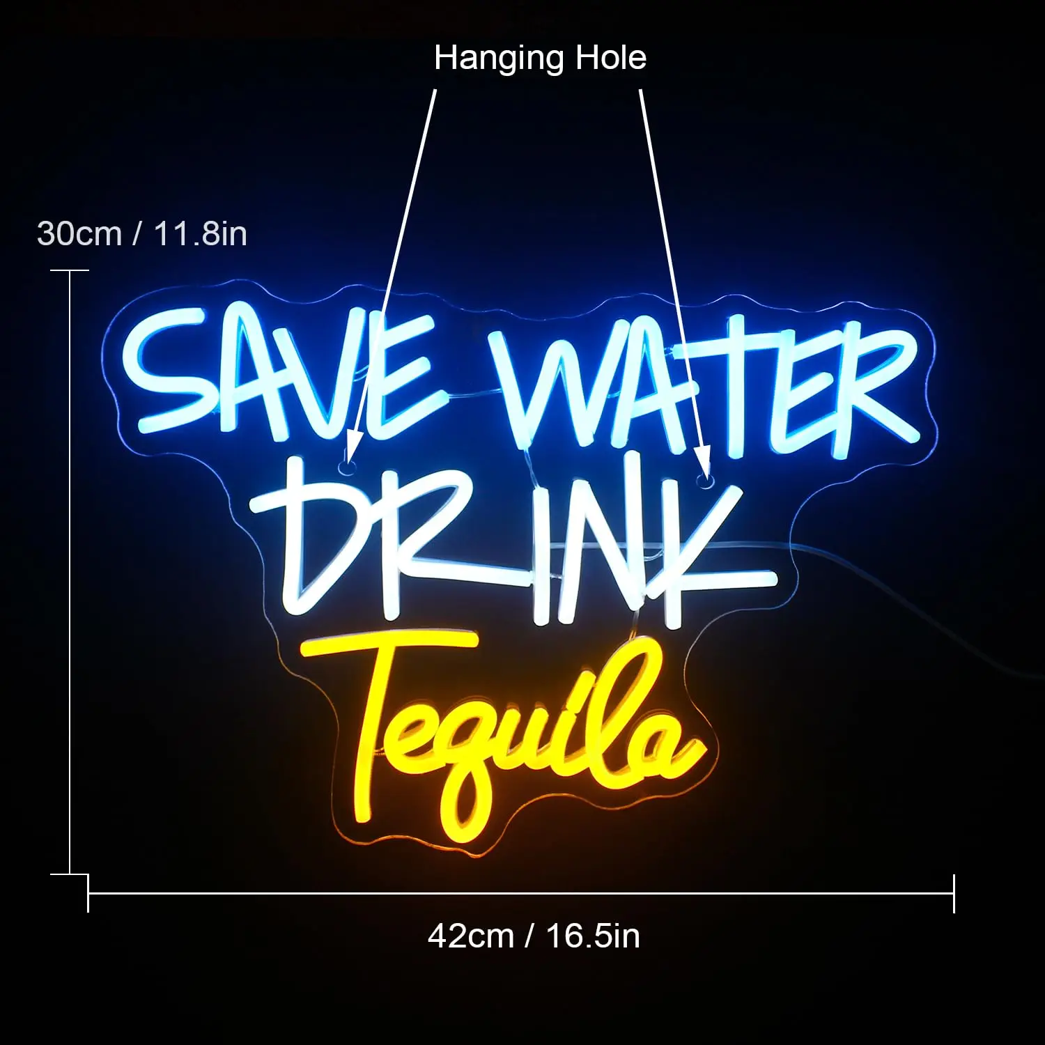 Save Water Drink Tequila Neon Sign Led Neon Lights for Wall Decor Usb Light Up Signs for Home Beer Bar Bedroom Restaurant Party