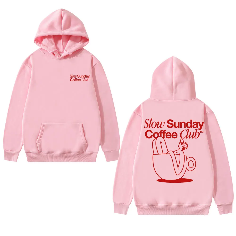 Slow Sunday Coffee Club Funny Meme Hoodie Men Women Clothing Casual Vintage Sweatshirt Male Fleece Oversized Pullover Streetwear