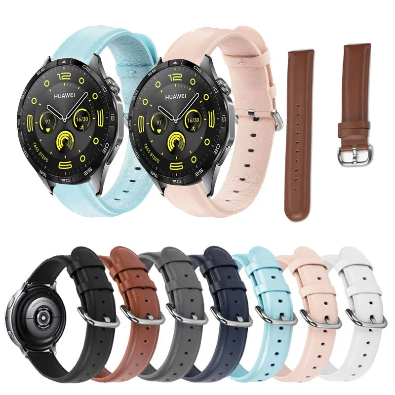 

20 22 мм кожаный ремешок для часов из мягкой кожи для часов Huawei Watch GT 2 2e 3 4 5 Pro 46 мм GT3SE Buds Watch 3 4 Pro