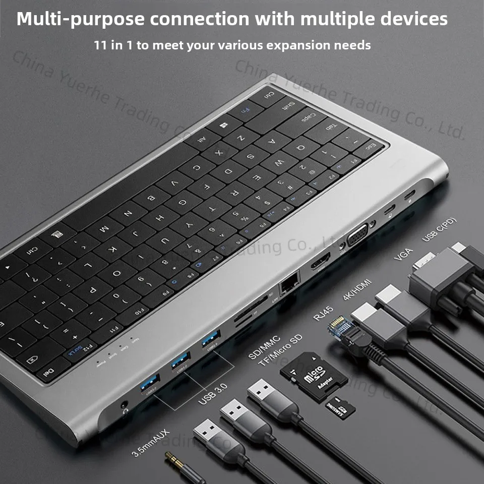 Док-станция для клавиатуры 11 в 1 Док-станция Typec Многофункциональный концентратор Ноутбук Планшет Телефон Внешний