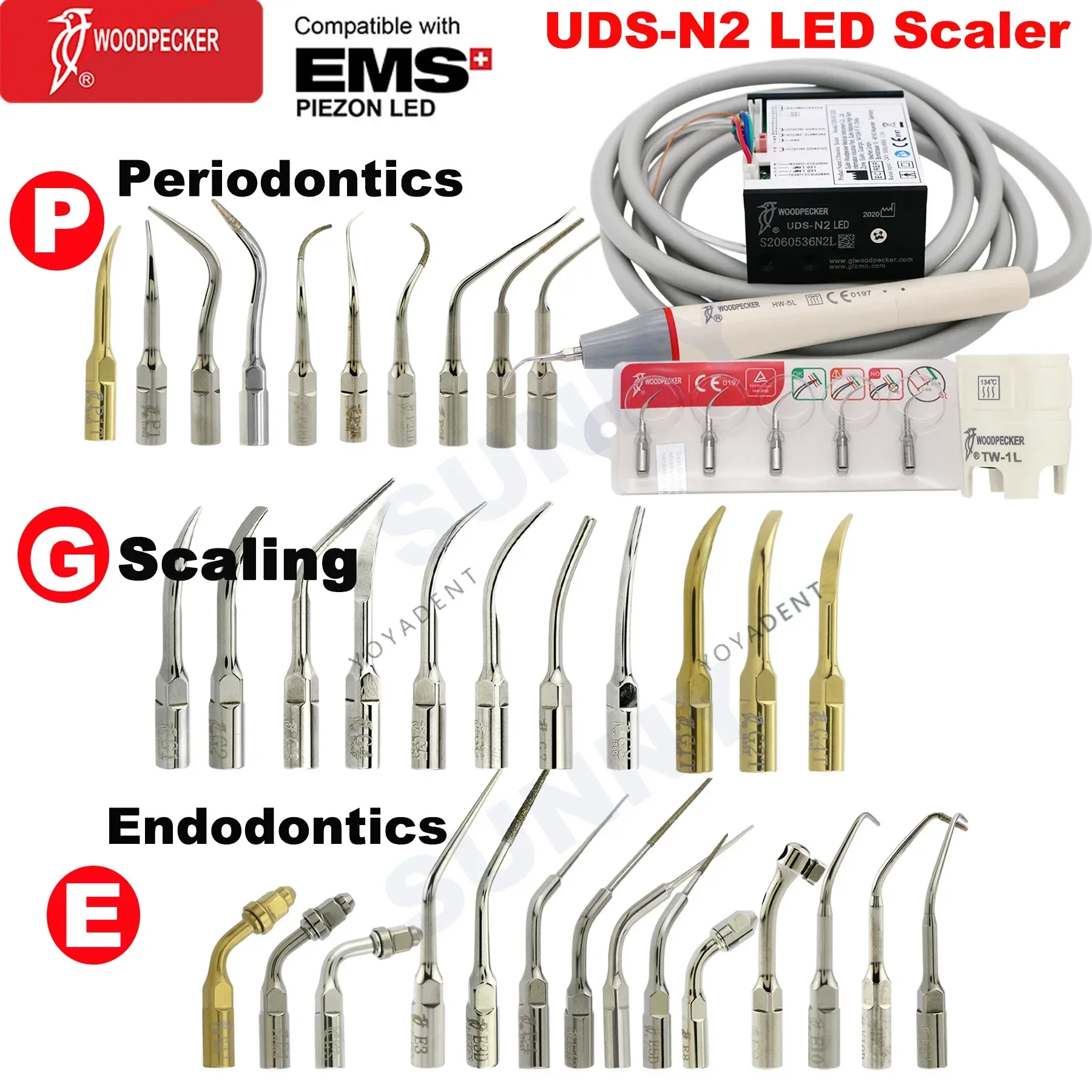 

Woodpecker Dental Scaler Tips Ultrasonic Scaler UDS-N2 LED Fit EMS Teeth Whitening Dentist Unit Chair