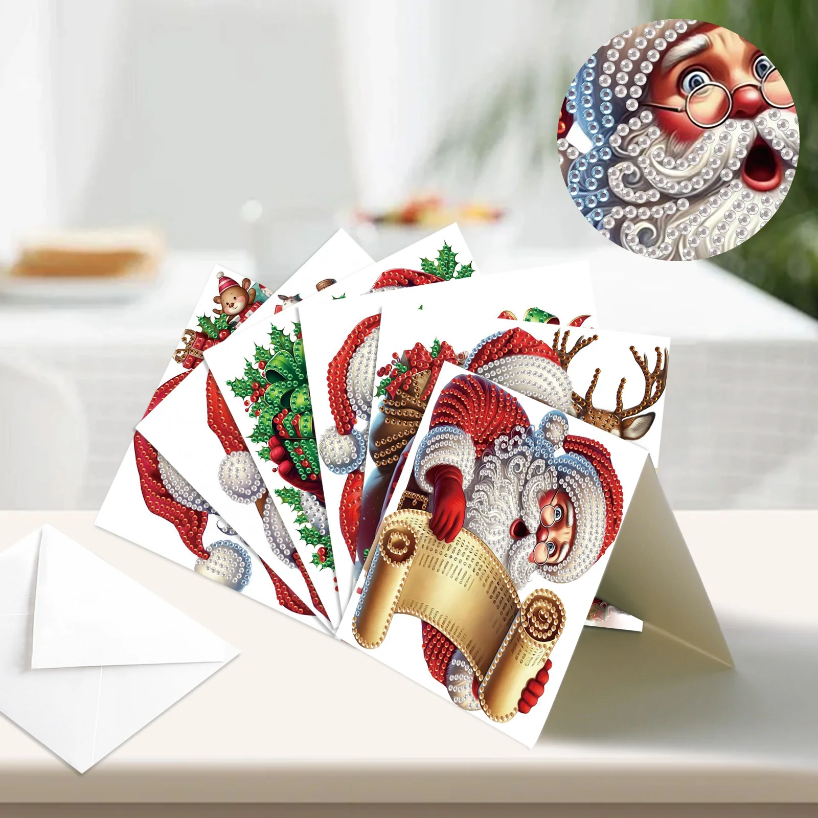 6PCS Diamond Art Painting Greeting Cards with envelopes Kits,Santa Claus DIY Diamond Art congratulation cards Art handmade Gifts - view 4