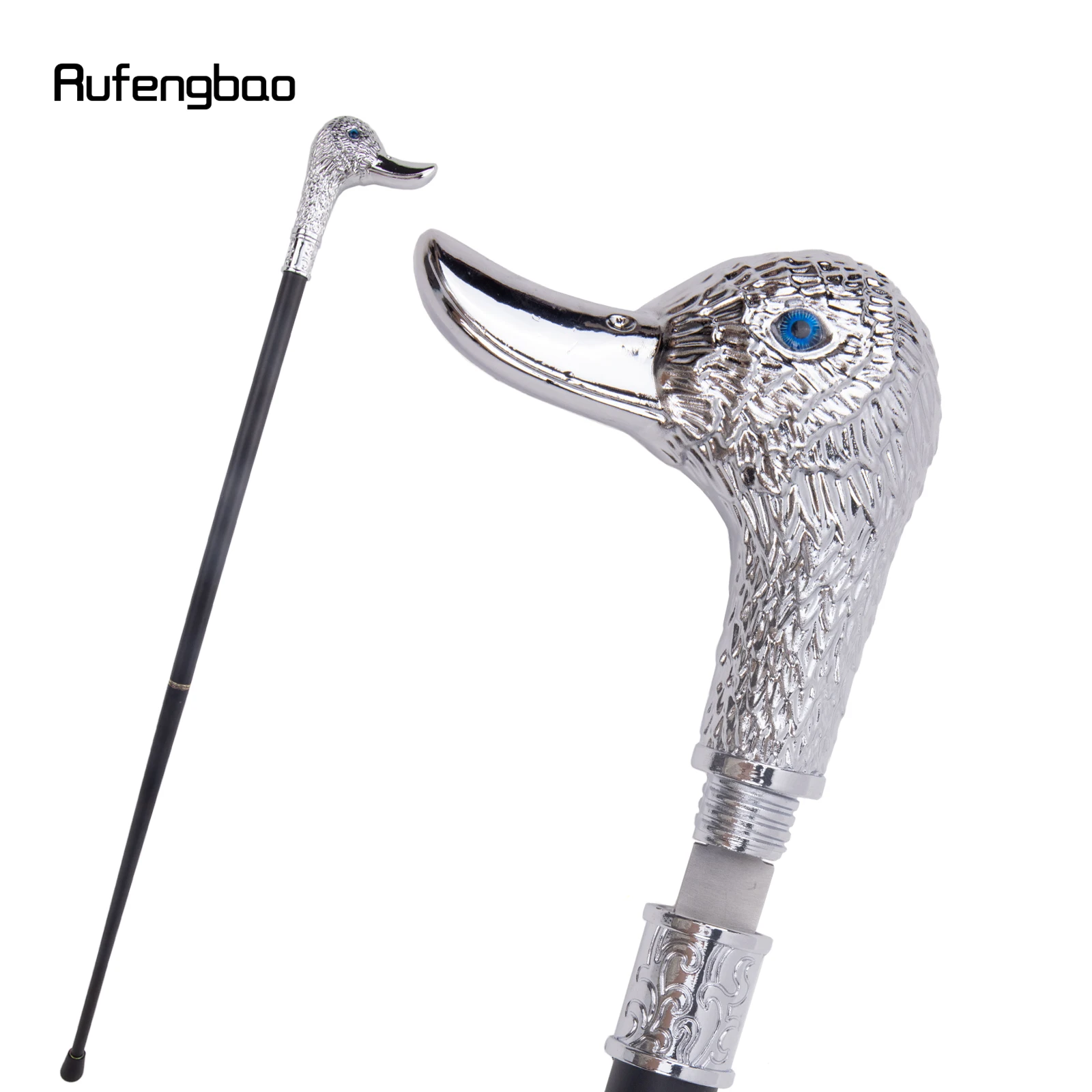 White Duck Head Walking Stick with Hidden Plate Self Defense Fashion Cane Plate Cosplay Crosier Stick 95cm