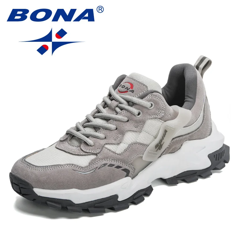 BONA 2023 New Designers   Wear-resistant sole Athletic Training Sneakers  Men Non-slip Man Jogging Shoes  Action Leather Running