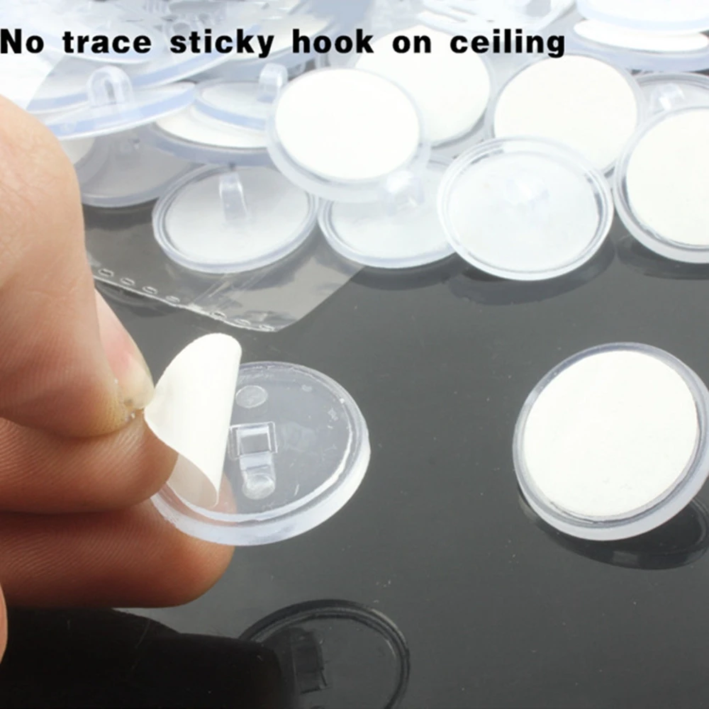 

10/30/50Pcs Strong Hook Self Adhesive Seamless Ceiling Transparent Hanging Flag Hooks 2cm Round Disc Home Wall Organization