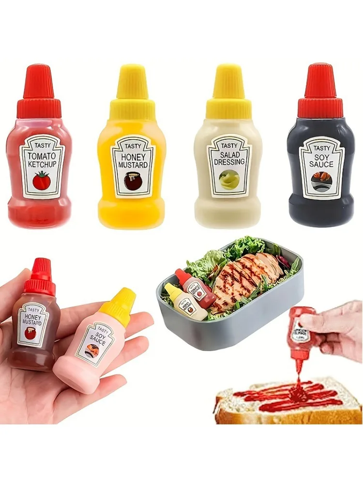 Mini bouteille de condiments de 25ml, récipient de Sauce, récipient de Ketchup, bouteille à presser, Sauce pour huile de barbecue, essentiels de cuisine TWZH02
