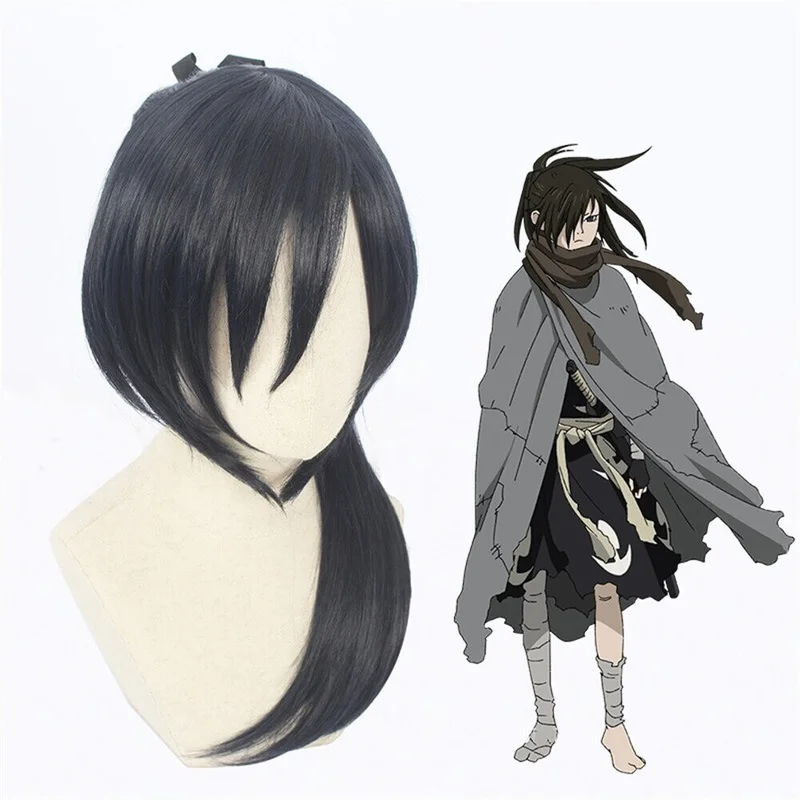 Anime Dororo Cosplay Hair Hyakkimaru Cosplay Black Hair Men Synthetic Hair Cos
