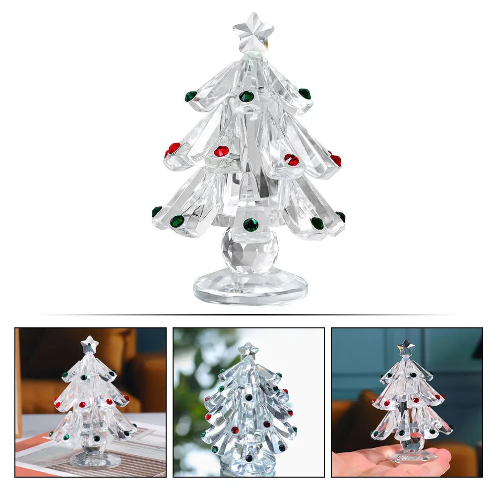 

Christmas Tree Glass Statue Lovely Tabletop Decor Perfect Xmas Party Supplies Home Mantel Fireplace Christmas Trees