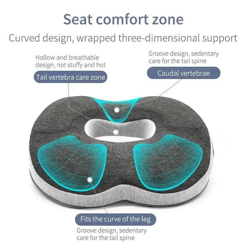 Pillow Promote Orthopedic Memory Foam Car Cushion Travel Seat Cushion Pillow for Chair Cushion Car Office Hip Support Massage