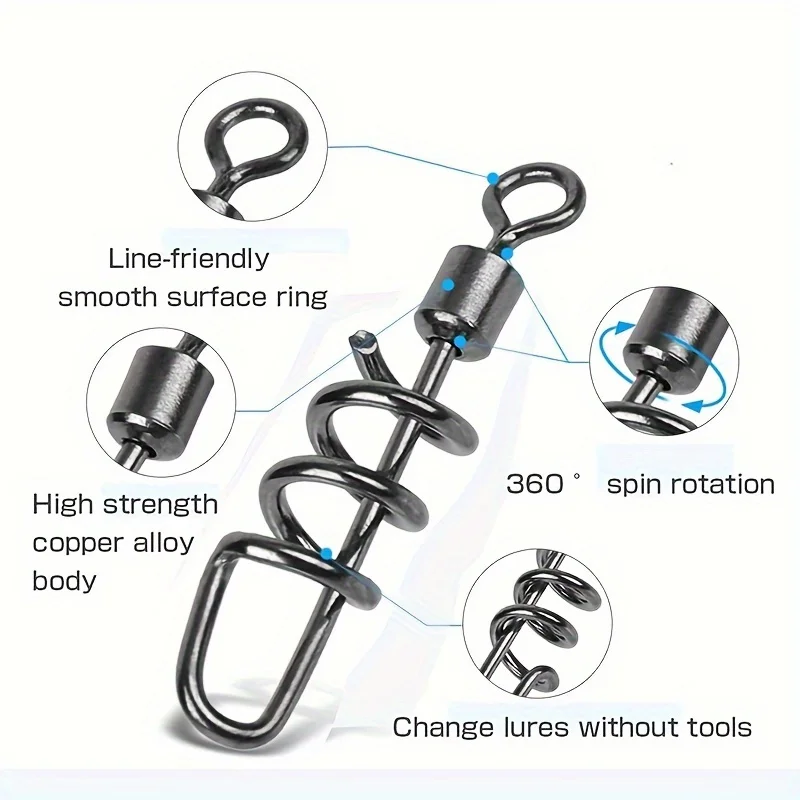 20pcs Fishing Swivels Corkscrew Snap Swivels Fishing Tackle Swivels Saltwater Freshwater Leader Lure Jigs Line Connector