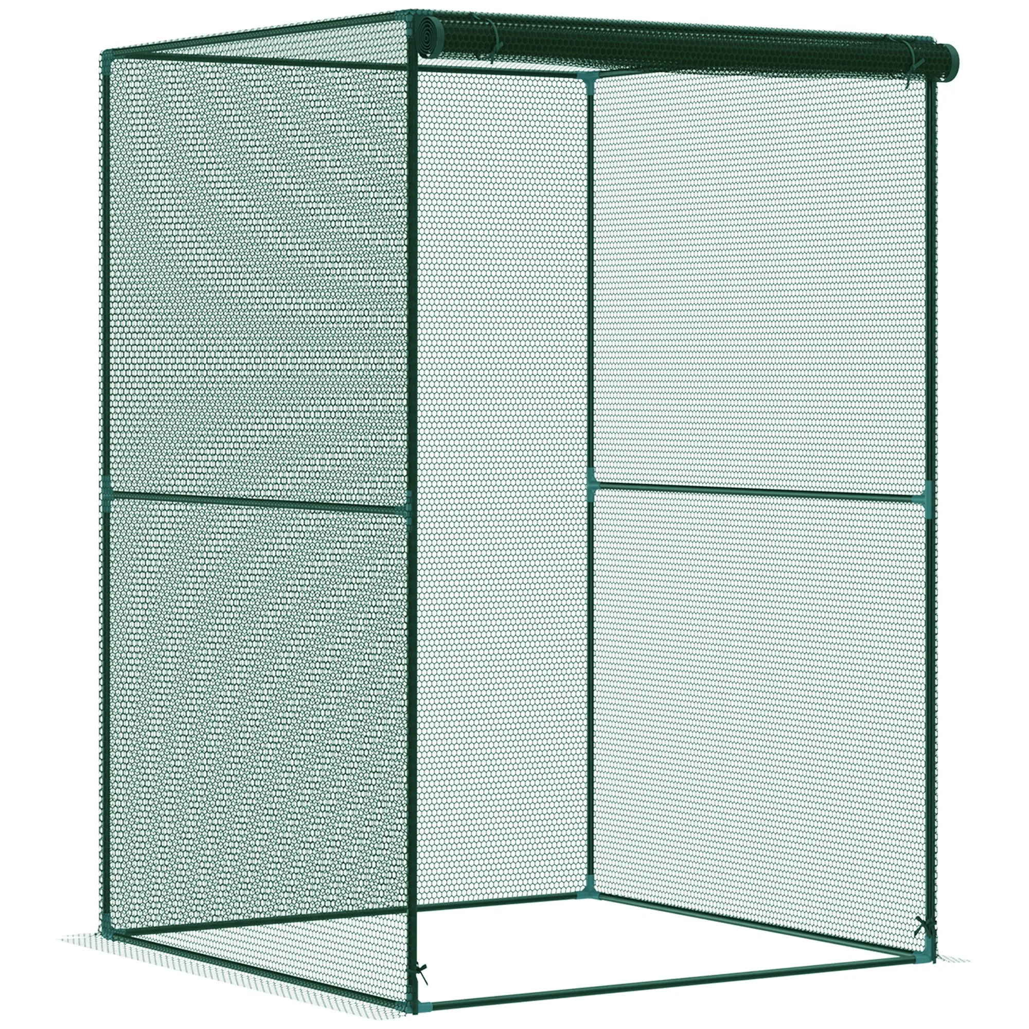 Outsunny grow cage plant cage Insect cage with roller door and steel frame for garden Patio terrace 120x120x180 cm Green