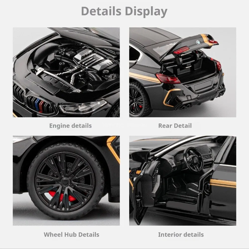 1:32 Scale M8 M4 Models Cars Alloy Diecasting Toys Doors Opened Pull Back Miniature Vehicles Model Office Table Ornament view 3