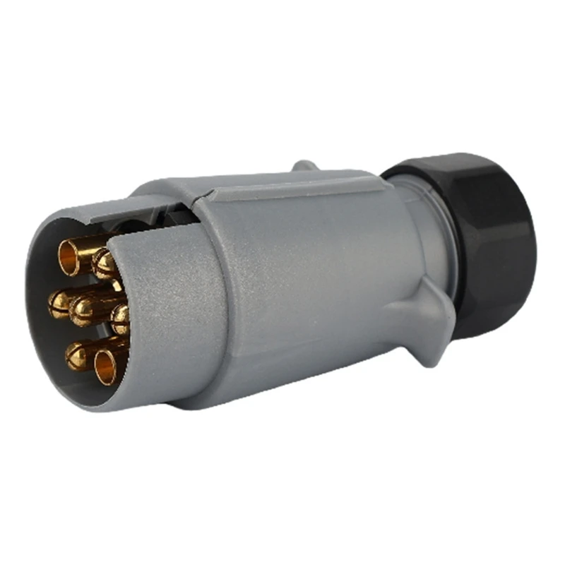 Gray ABS Trailer Power Socket 7 Pin European 12S Part for Tow Wiring Service, Road Trailer Hookup, Single Pack Spare Repair Use