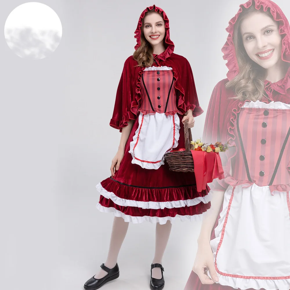 

Halloween Women Medieval Fairy Tale Little Red Riding Hood Cosplay Costume