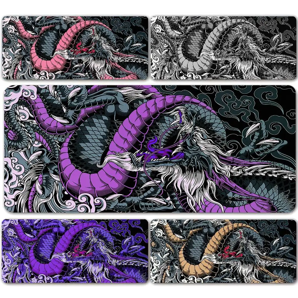Black and White Dragon Large Mouse Mat Gaming Mousepad Big Rubber Base Mouse Pad Purple Deskpad Eyboard Mats Mousepads 400x900