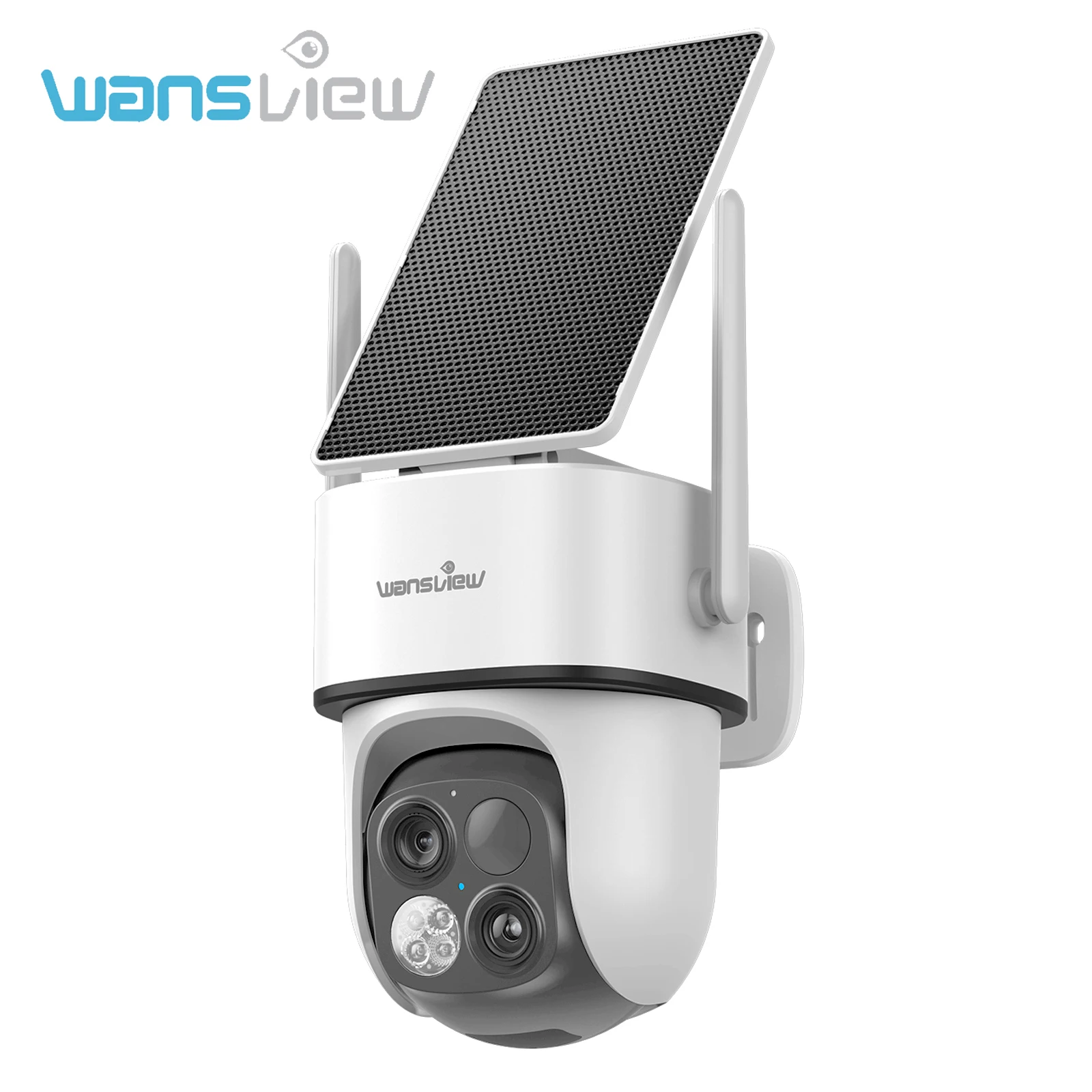 Wansview 2K 3MP WiFi Telecamera di sorveglianza Telecamera esterna solare con pannello solare Doppia lente PTZ IP Cam Protezione di sicurezza