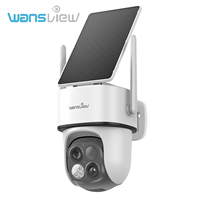 Wansview 2K 3MP WiFi Surveillance camera Solar Outdoor Camera With Solar Panel Dual Lens PTZ IP Cam Security Protection