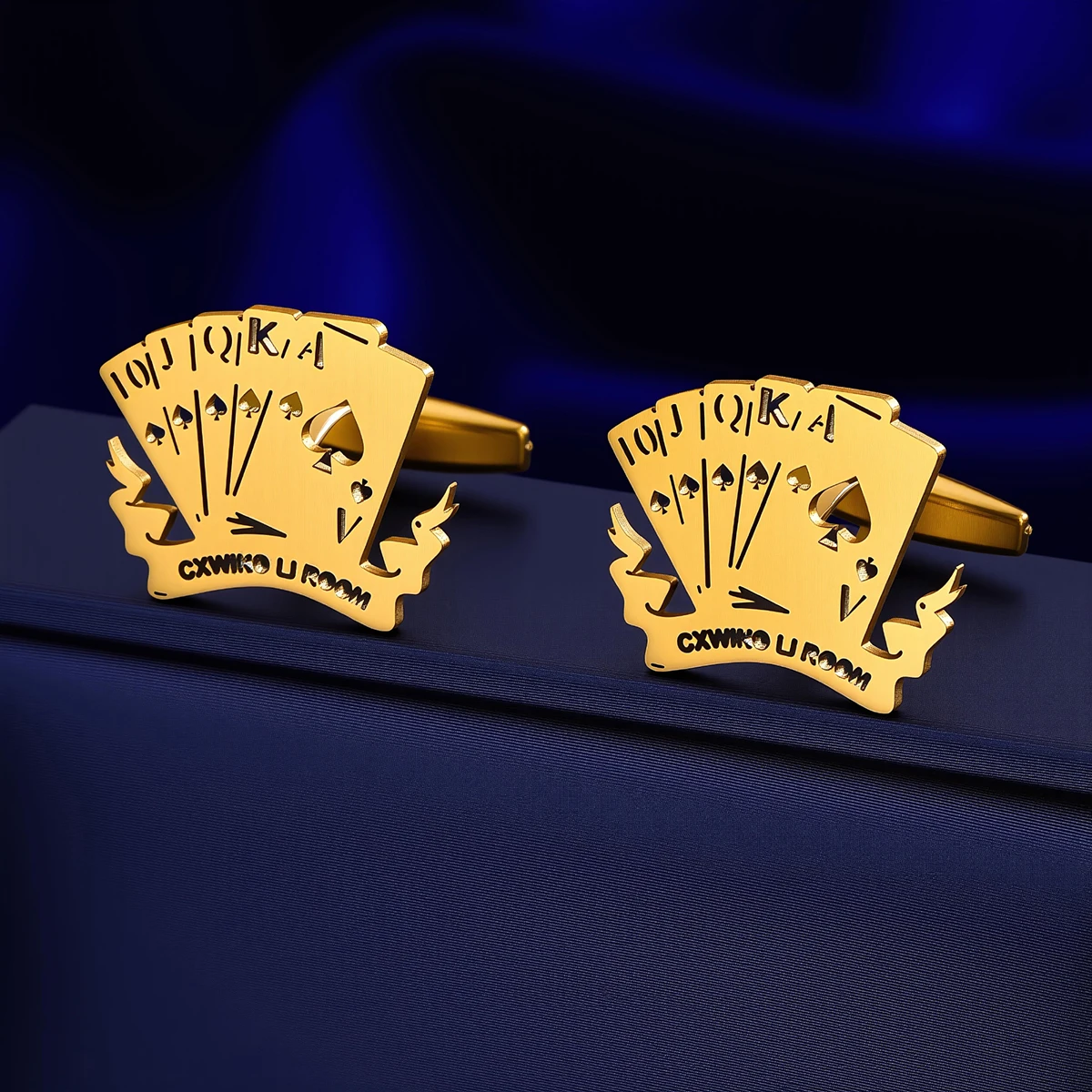 Customized Name Men's Poker Cufflinks Custom Suit Shirt Stainless Steel Buttons Sports Jewelry Gifts