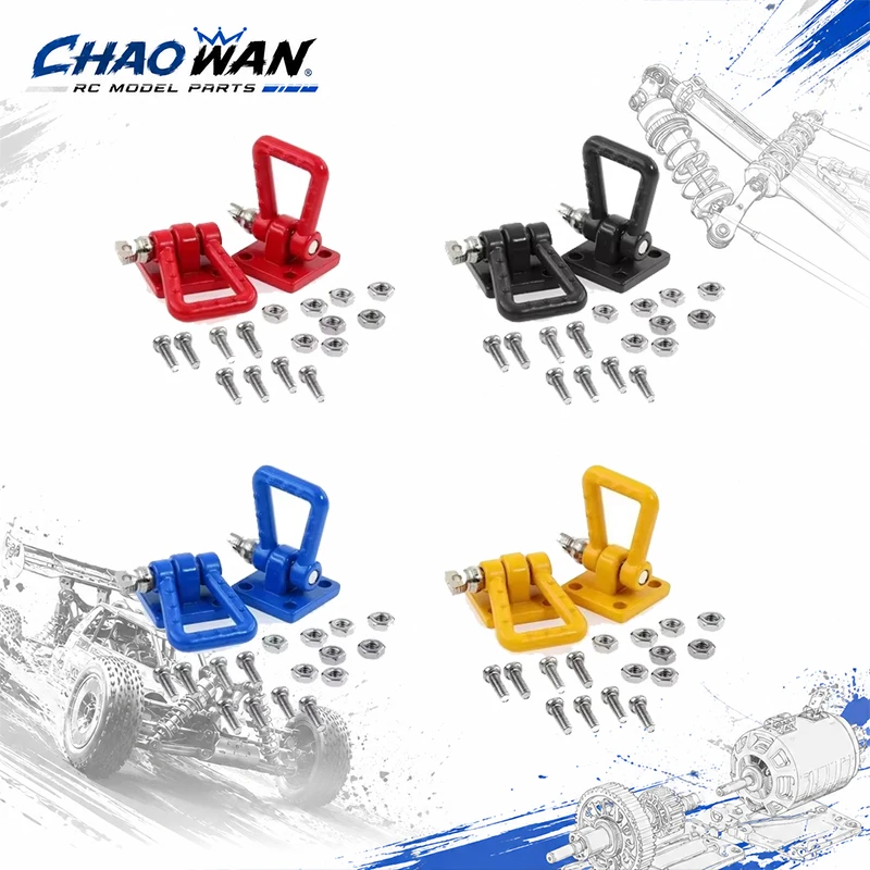 2PCS Metal Simulation Trailer Towing Buckle Tow Hooks for 1/10 Scale RC Crawler Car Traxxas TRX4 Axial SCX10 RC4WD D90