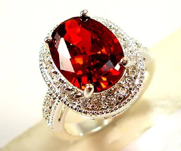 2024 New Elegant Red Corundum Ring with Extra Large Zircon Fashion Party Jewelry Flower Dove Egg Shining First