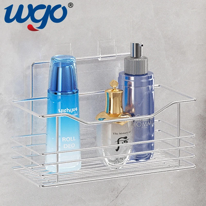 

Wgo Bathroom Shelf Organizer No Drilling Stainless Steel Storage Shower Holder Makeup Shampoo Rack Bathroom Accessories