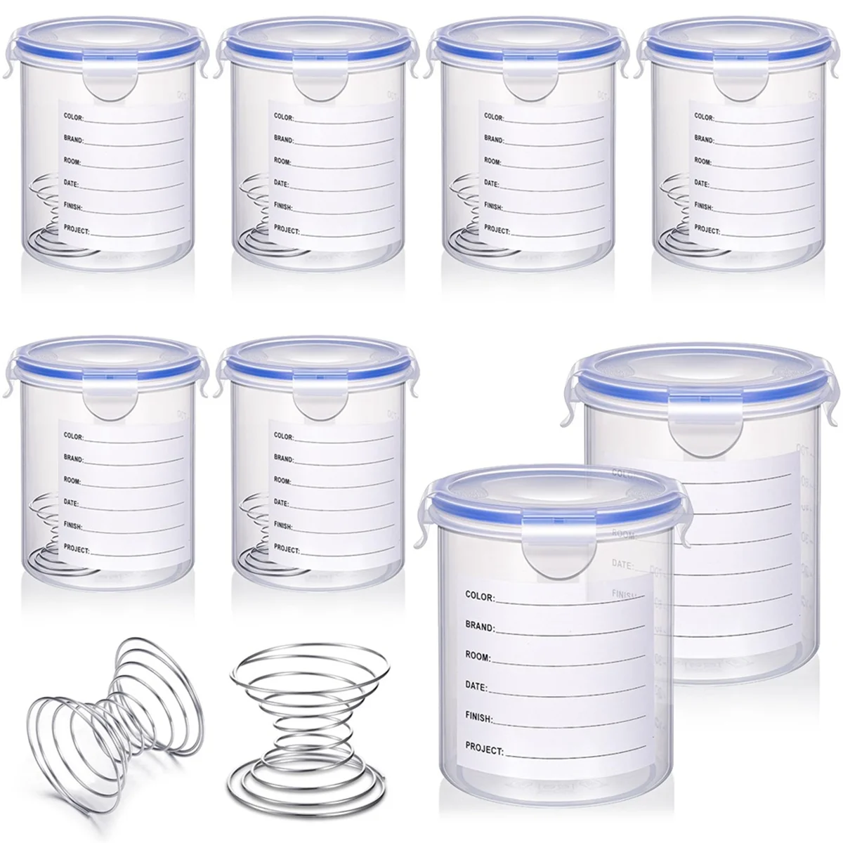 

8 Sets Paint Container with Stainless Steel Mixing Ball Touch Up Paint Cups with Lids Paint Storage Containers (800 ML)