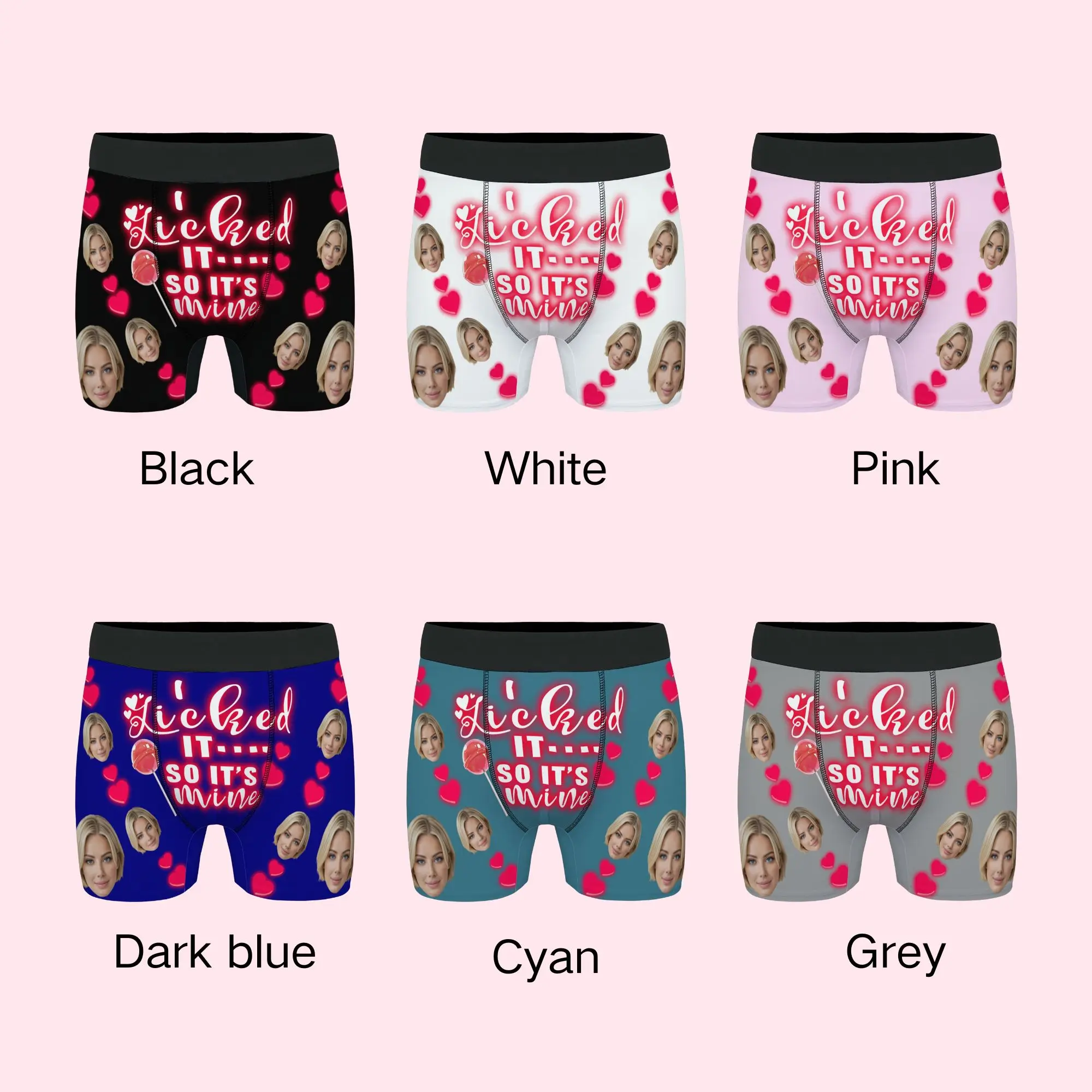 Men's Boxer Briefs Custom Face Pattern candy I Licked It So element Design Novelty Gift for Men Comfortable Stretch Underwear