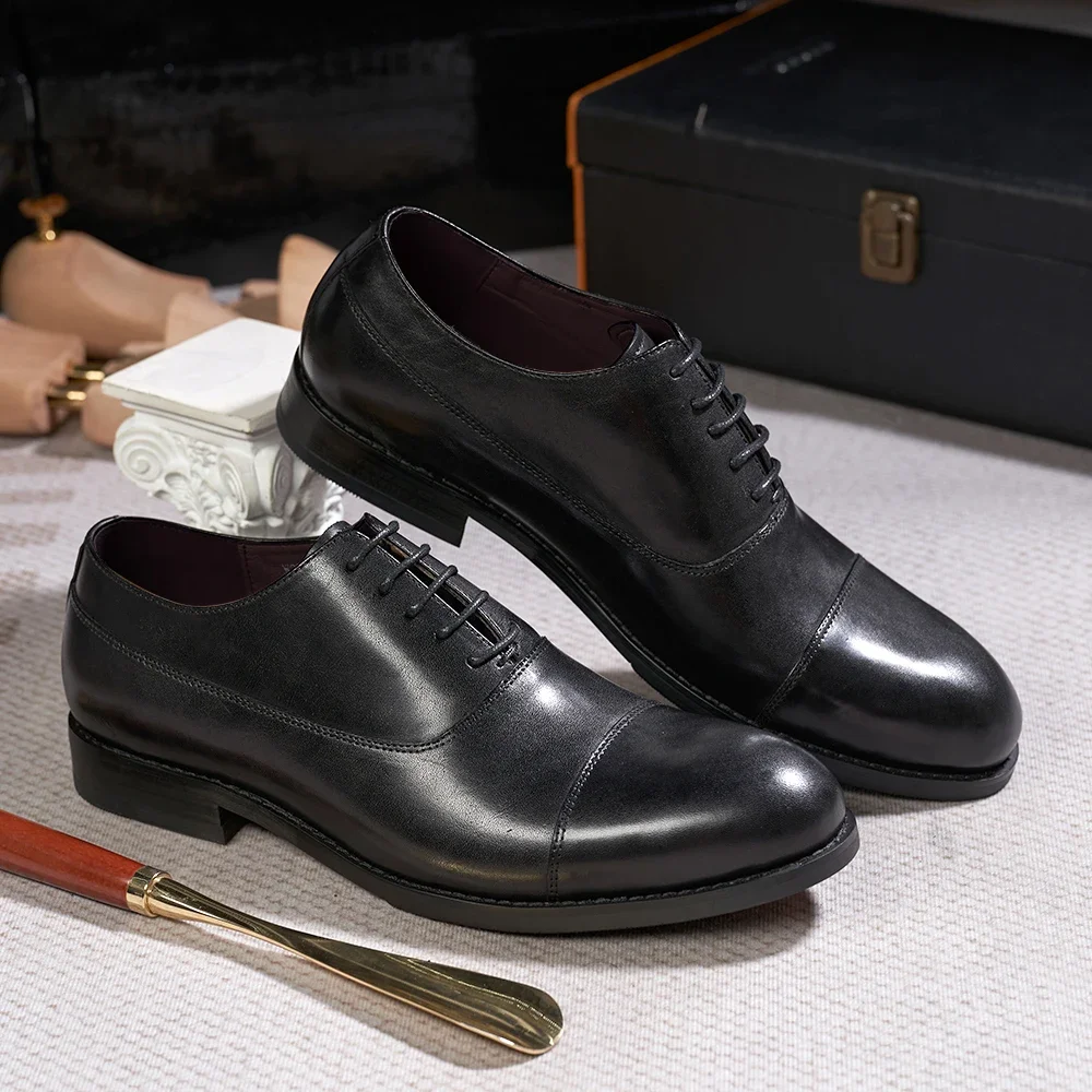 Zapatos Oxford de cuero genuino de lujo para hombre, puntera con patrón de cocodrilo, estampado de serpiente, con cordones, para oficina, boda, fiesta