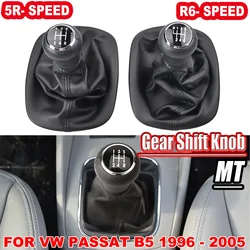 Car Styling Gear Shift Knob With Leather Gaiter Boot Cover Case Collar For VW Passat B5 1996-2005 MT 5/6 Speed